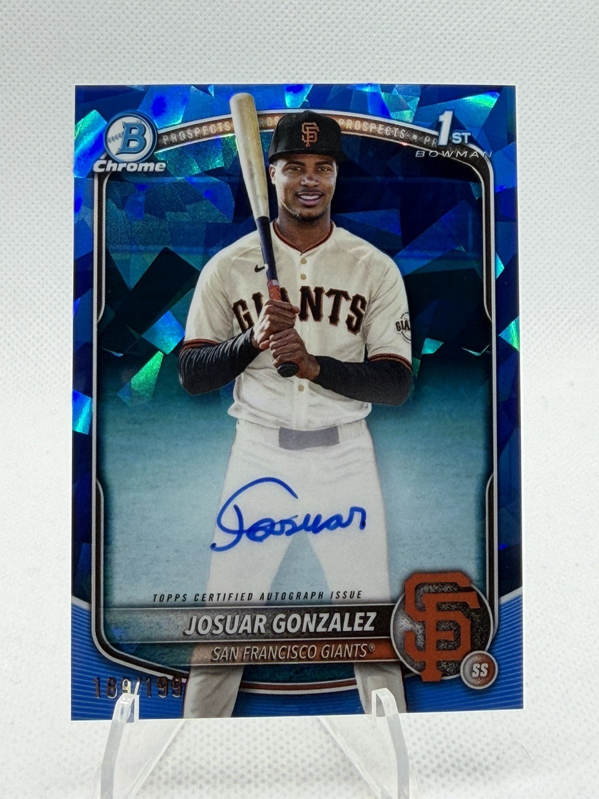 2025 Bowman Chrome Sapphire Josuar Gonzalez 1st Auto /199 San Francisco Giants