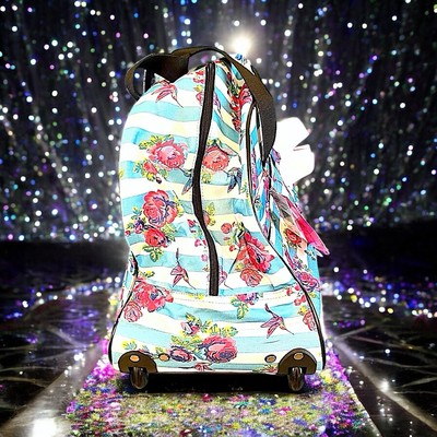 Betsey Johnson Designer Carry On Rolling Duffel Bag In Stripe