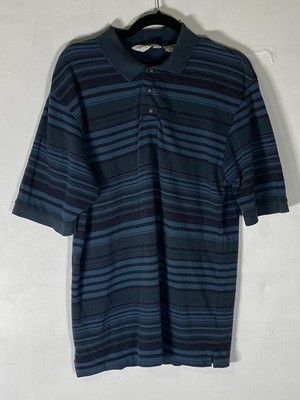 Knitworks Striped Polo Shirt Blue Black Mens Large Dadcore Retro Grunge