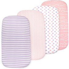 4 Pack Organic Bedside Bassinet Sheets Compatible with Mika Micky, Baby Delig...