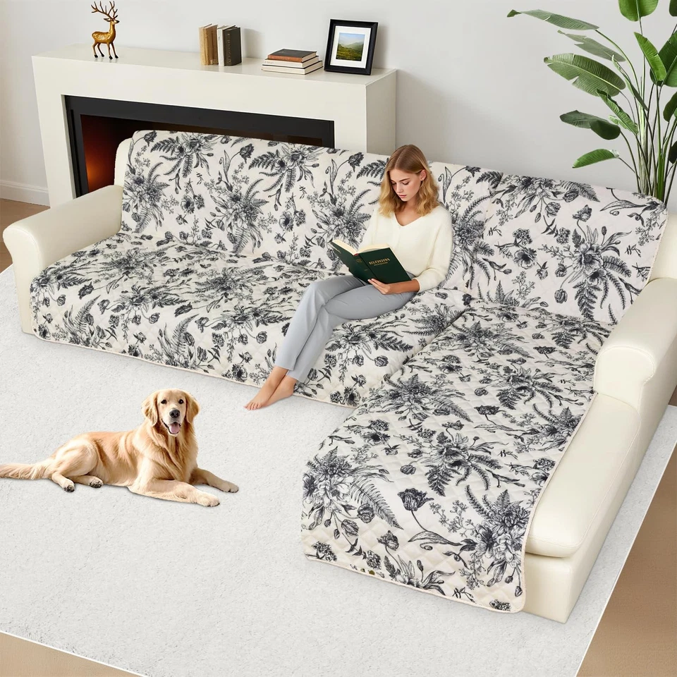 Fundas de sofá seccionales 100 % impermeables en forma de L funda de sofá lavable 2 piezas pr... Foto 2 de 4