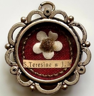 Vtg Reliquary Relic St. Therese of the Child Jesus "Little Flower" w/COA 1954