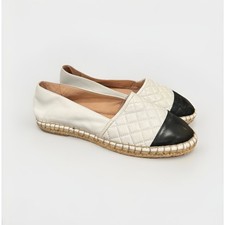 Women  s J/Slides Quiltie Flats Shoes White Leather Spring Summer 8