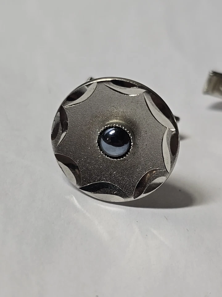 Sterling Silver Mens Cufflinks Hematite Stone Cufflinks - Image 4 of 4