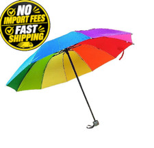 GZYFUVALW Rainbow Color Umbrella 10 Rib Strong Wind Resistant Frame,