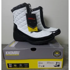 Khombu Megan Women’s 7.5 Winter Snow Boots Waterproof Zip White Black NIB Warm