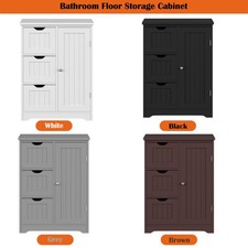 Bathroom Floor Storage Cabinet 3 Drawers Adjustable Shelves Freestanding 4 Color