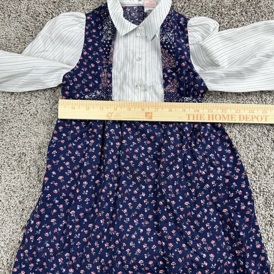 Vintage Ruth Originals Dress Kids 6 Black Floral Prairie Cottagecore 70s - Image 3 of 4