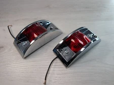 2 Vintage Pair Grote Red Armored Marker Lights Travel Trailer Truck SAE-P2-01