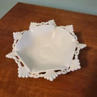 Vintage Westmoreland Milk Glass Footed Dish Fruit Bowl, Ring and Petal?