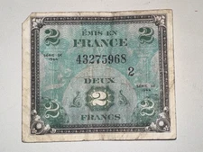 1944 Allied Military Currency 2 Francs Note WWII Series – "Deux Francs"