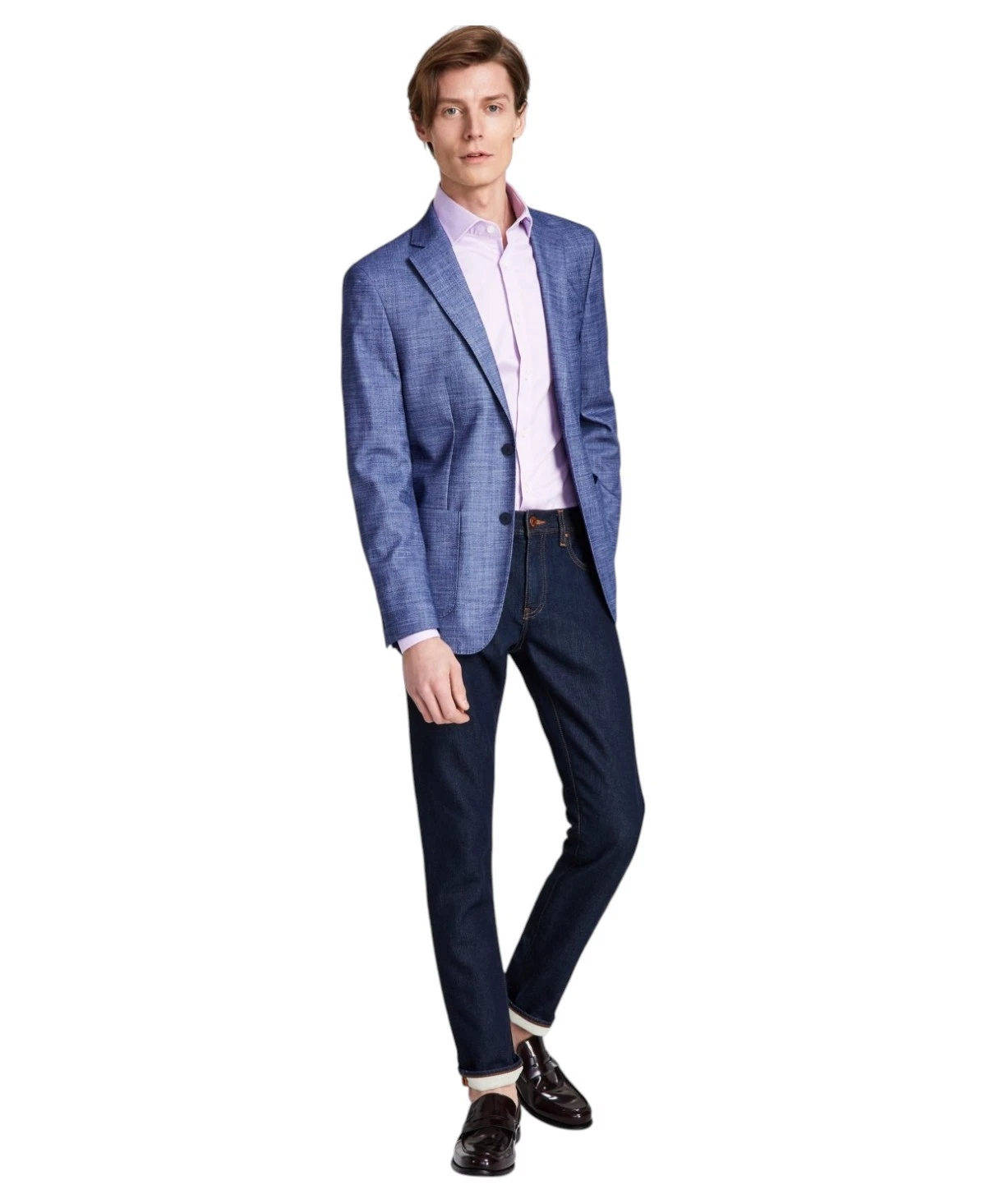 Calvin Klein Mens Slim fit Sport Coat Blazer 34 S Mid Blue Solid Stretch