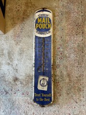 VTG Mail Pouch metal Thermometer Chewing Tobacco Advertising Sign RARE Version