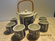ORIENTAL DECOR, 8 PIECE SET OF TEA POT  CUPS