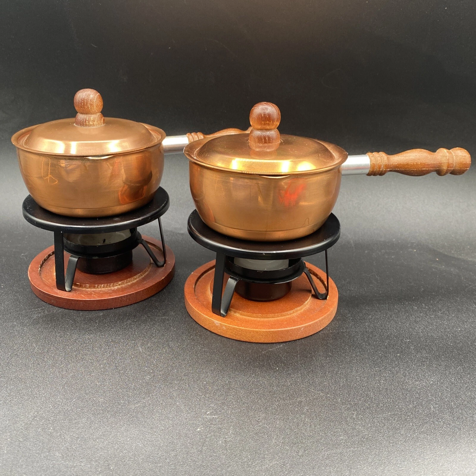 Set of 2 Copper Fondue Pots