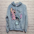 Disney Stitch & Angel Fleece Hoodie Adult Size M Soft Pullover Cute Lounge Comfy