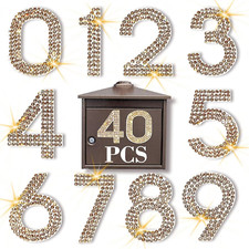 40Pcs Bling Rhinestone Numbers Self-Adhesive Glitter Number Stickers for Mailbox