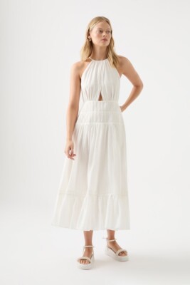 AJE $475 NEW Renata White Halter Gauze Tiered Cutout Eyelash Midi Dress Sz 8 US | eBay AJE $475 NEW Renata White Halter Gauze Tiered Cutout Eyelash Midi Dress Sz 8 US | eBay