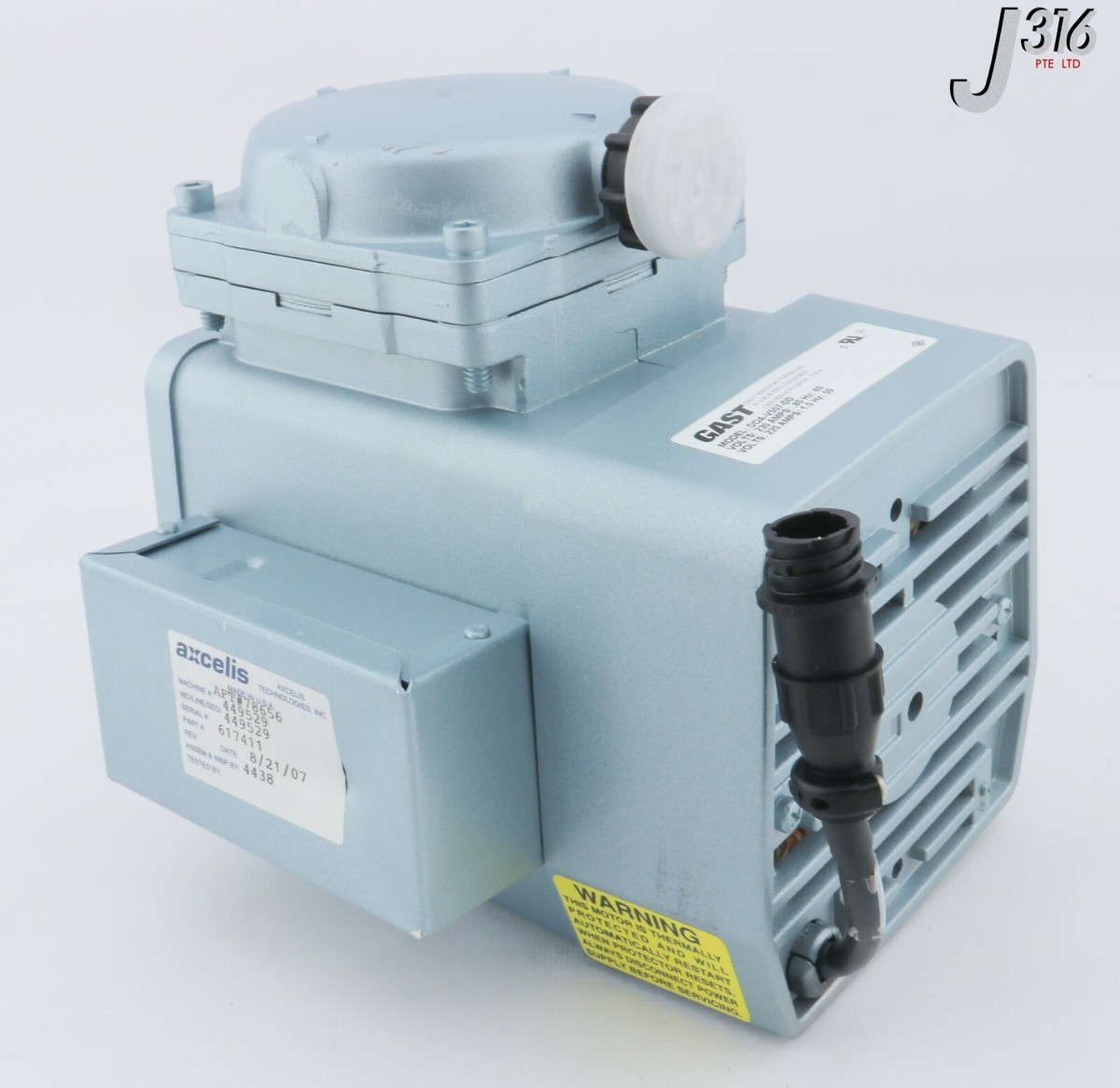 専用⑲ 27399 GAST OIL-LESS DIAPHRAGM VACUUM PUMP, AXCELIS P/N: 617411 DOA
