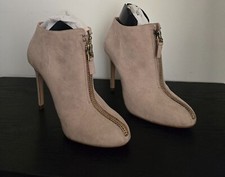 Women's ZARA Basic Collection Beige Suede Stiletto Booties size 38/7.5