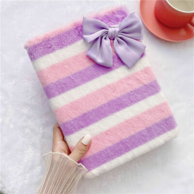 Plush Fluffy Bow Stand Tablet Case For iPad 5 6 7 Pro Mini 3 4 5 Air 1 2 3 9.7''