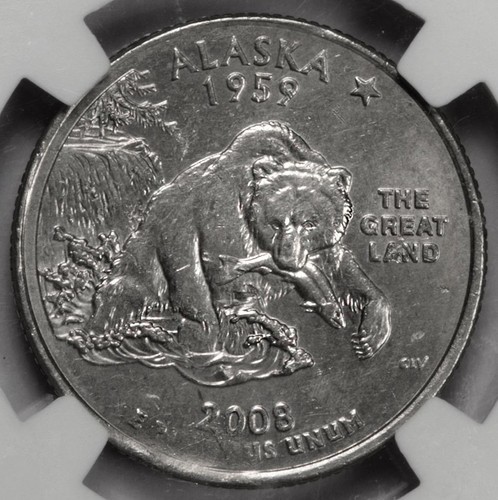 2008 D NGC MS62 Missing Partial Clad Layer Alaska Quarter Mint Error Rare Date - Picture 3 of 4