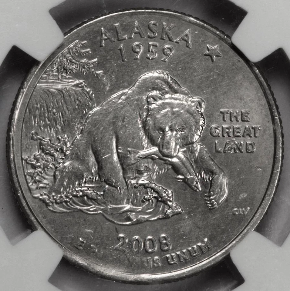 2008 D NGC MS62 Missing Partial Clad Layer Alaska Quarter Mint Error Rare Date - Image 3 of 4