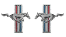 NEW 1965 - 1966 Ford Mustang Running Horse Emblems Tri Bar Fender Emblems Pair
