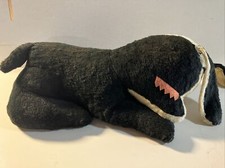 Vintage 1930's Black And White Stuffed Animal Dog Large Size 17" Long
