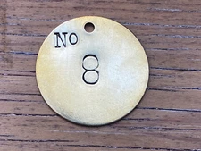 Number 8 Tag Brass Metal Large 2” Numbered Keychain Fob Cattle Tag 