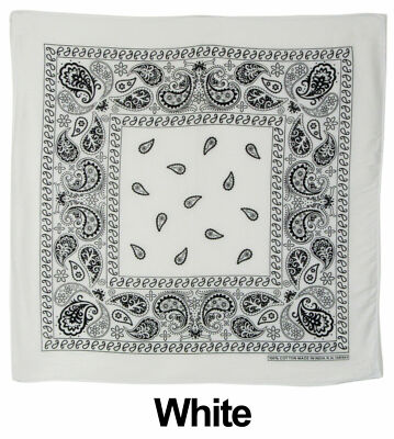 Bandana 100% Cotton FaceMask Bandanas Head Wrap Scarf Paisley Solid Handkerchief