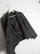 BHS Coat Womens UK 16 Grey Black Wool Blend Thick Jacket Lined Pockets Blazer 