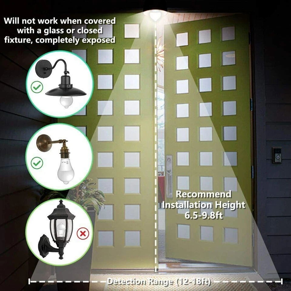 4x Dusk to Dawn E27 PIR Motion Sensor Lamp 12W LED Bulb Light Infrared Motion - Image 4 of 4