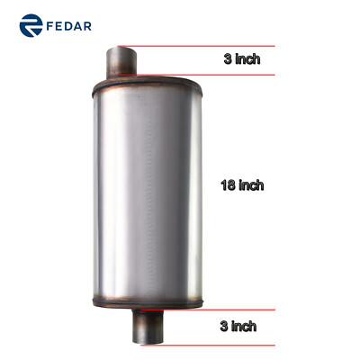Fedar Max Flow Muffler 2.25'' Offset Inlet/Center Outlet, 24'' Overall Length