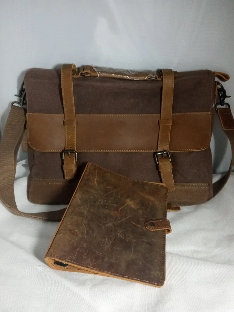 Newhey Messenger Bag Shoulder Strap Leather Canvas Laptop Backpack
