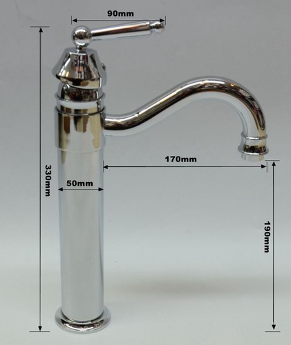 Vintage Stil Chrom poliert gebürstet Stahl Badewanne Waschbecken Mono Block Mixer Wasserhahn - Bild 7 von 30