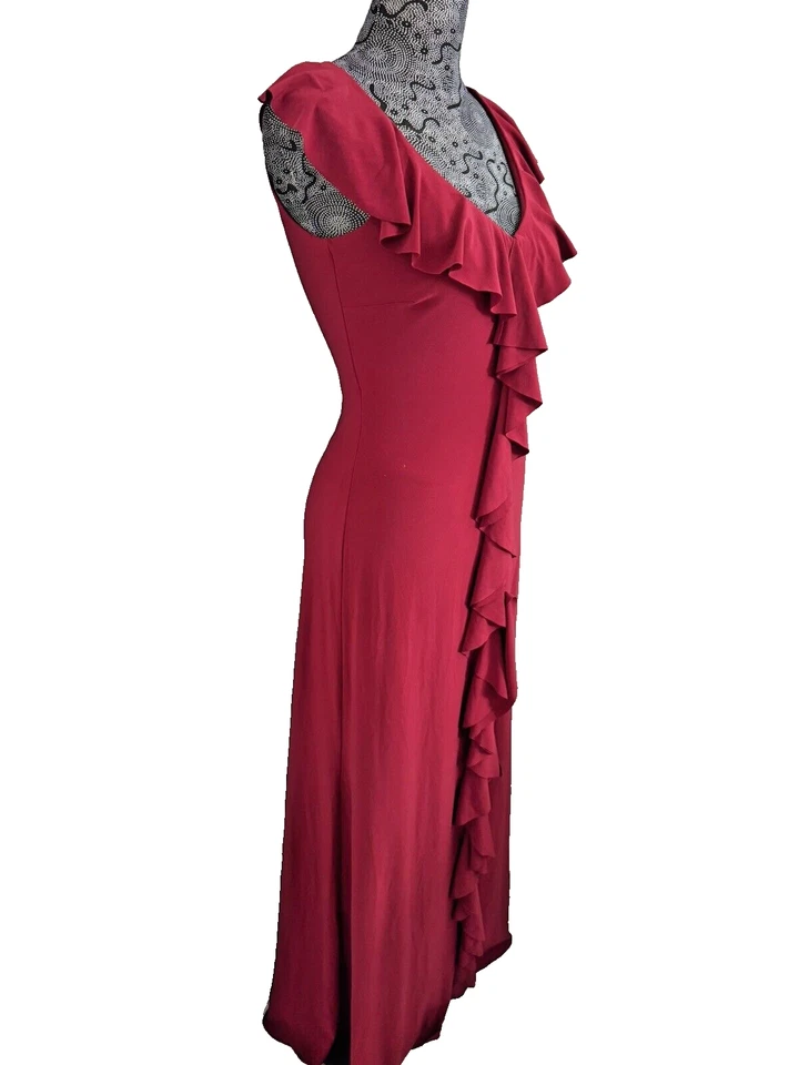  Nuevo sin etiquetas Vestido/Vestido Jersey JS Boutique Volantes Rojo Profundo Talla 4 Foto 4 de 4