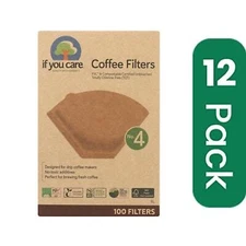 If You Care #4 Cone Coffee Filters - Brown 100 Count (Pack of 12)