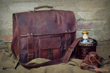 Leder Handmade Vintage Klassisch Schultertasche Tasche Laptop