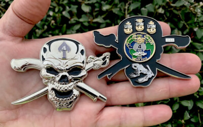 Navy Seals Seal Team Group 4 NSW Bone Frog Skull Challenge Coin CPO DEVGRU CIA 