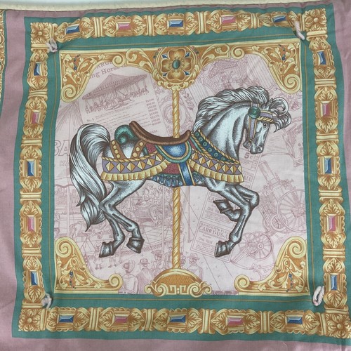 "Manta pequeña colcha para regazo caballos carrusel hecha a mano 40,5"" x 37""" - Imagen 3 de 12