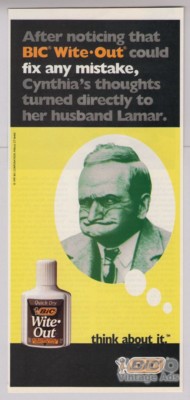 1997 BIC Wite-Out PRINT OUT old man white-out Husband Lamar vtg 1990s ad page