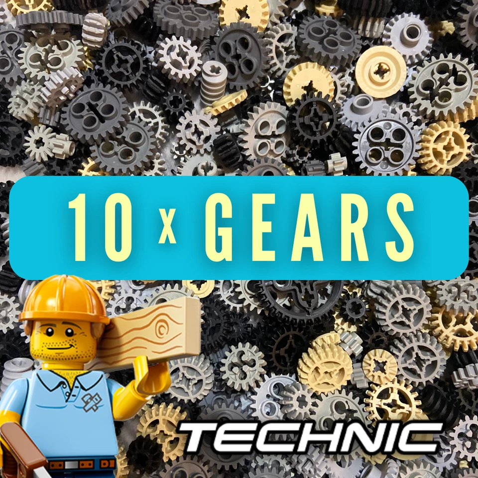 LEGO Technic Gears Parts Bundle 10x Mixed Job Lot Set Bevel Teeth Worm Axel Cogs