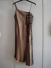 Elle occasion/prom dress 12 pale gold slip with net beaded overlay Y2K vintage