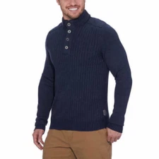 GH BASS MEN'S SHERPA LINED COLLAR MOCK NECK SWEATER (NAVY BLAZER XX-LARGE) NWT