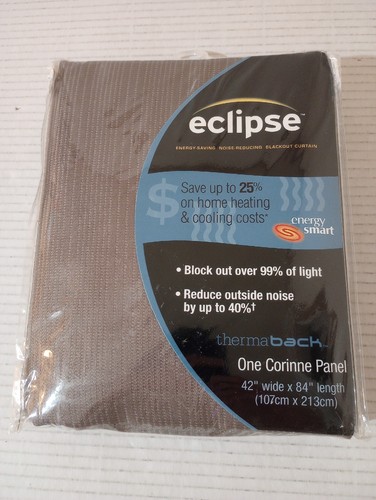 Eclipse Rod Pocket Black Out Curtain Corinne Brown 42" X 84" Thermaback NEW - Picture 2 of 2