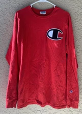 Vintage CHAMPION  L/S Tee T-Shirt Big C Red Men's Large