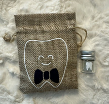 Tooth Fairy Pouch w/Navy Blue Bow Tie Jar