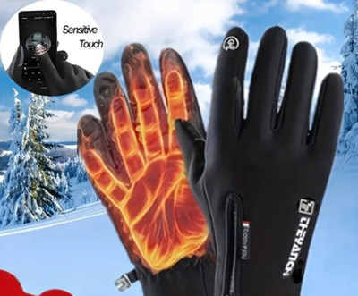 1pair Windproof & Waterproof Touch Screen Mittens for Winter Outdoor Activities
