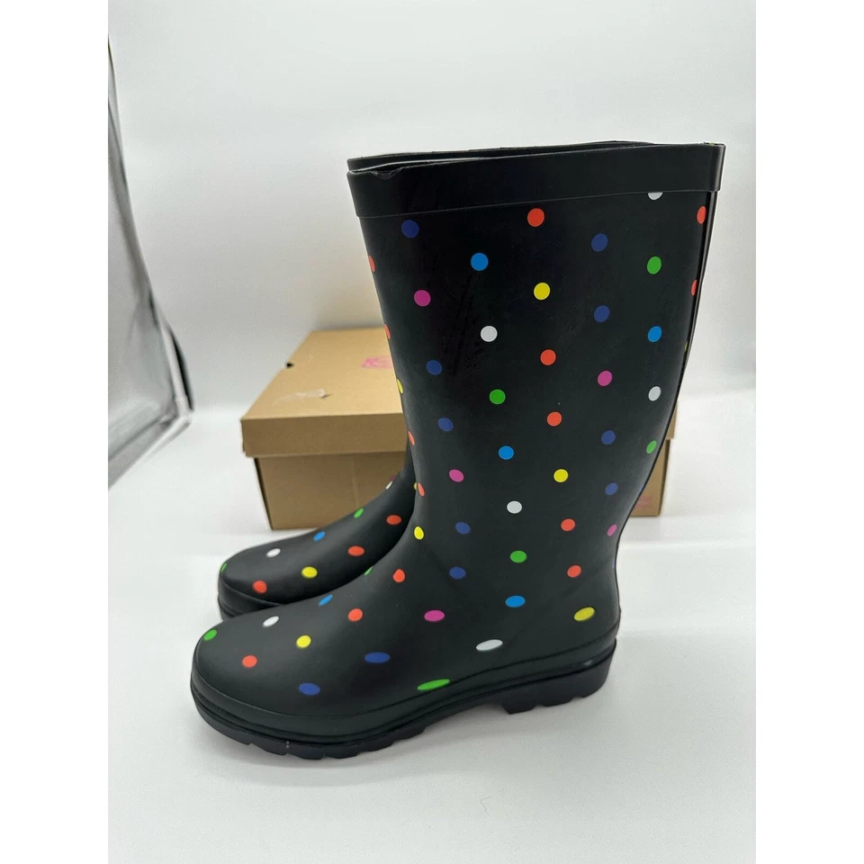 Sugar, Botas de Lluvia Altas Riffle para Mujer, Punto Fiesta Negro, Talla 10M Foto 4 de 4